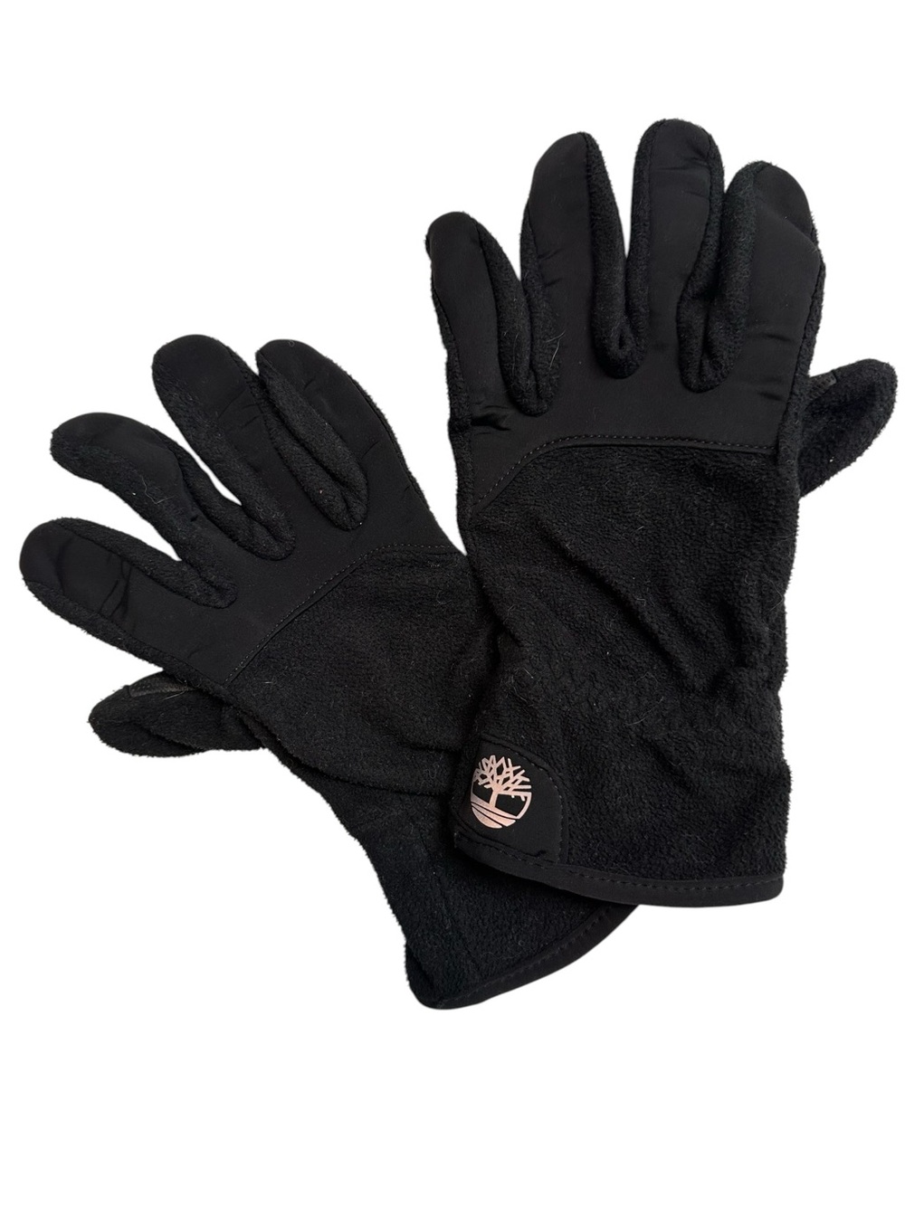Timberland Men’s Black Fleece & Nylon Winter Gloves – Size Large